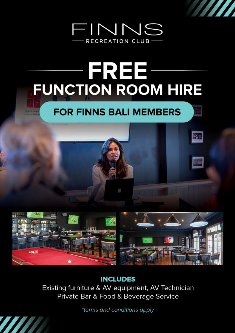 FREE FUNCTION ROOM HIRE FOR FINNS BALI MEMBERS